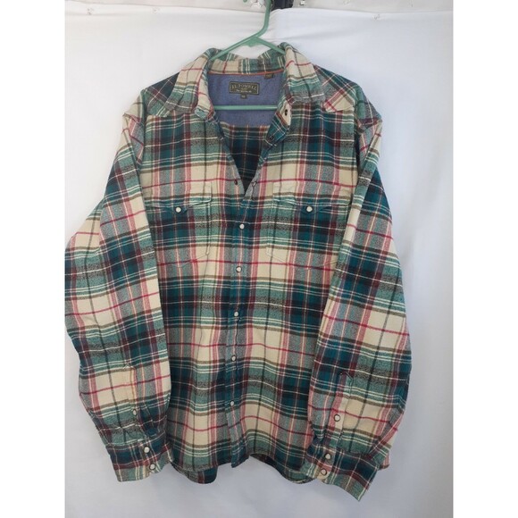 J.L. Powell The Sporting Life Plaid Flannel Shirt Big Mens Size XXL Pearl Snaps - Picture 1 of 9